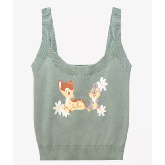 Disney Our Universe Bambi Knit Tank Top Size S Green Sleeveless Y2K 90s Inspired - Picture 1 of 7